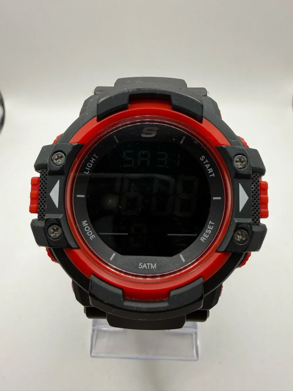 Skechers Men's Sr1038 Digital Display Black/Red Watch 53mm Case VelcroBand